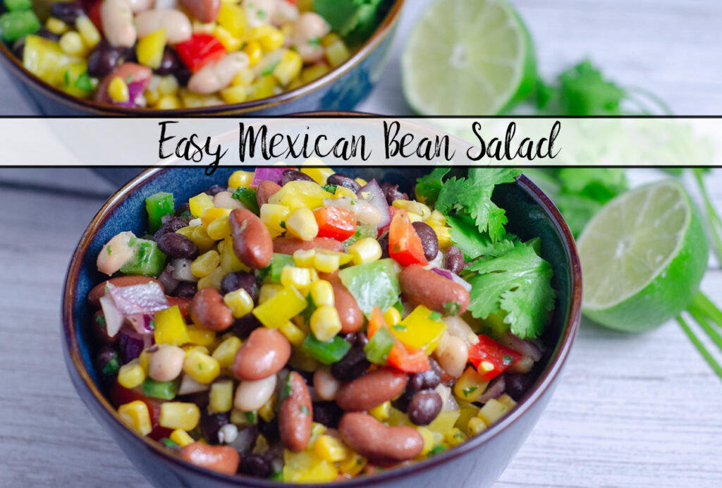 This easy Mexican bean salad is loaded with corn, beans, peppers, and cilantro in a homemade lime dressing. A healthy recipe for summer gatherings.