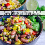 This easy Mexican bean salad is loaded with corn, beans, peppers, and cilantro in a homemade lime dressing. A healthy recipe for summer gatherings.