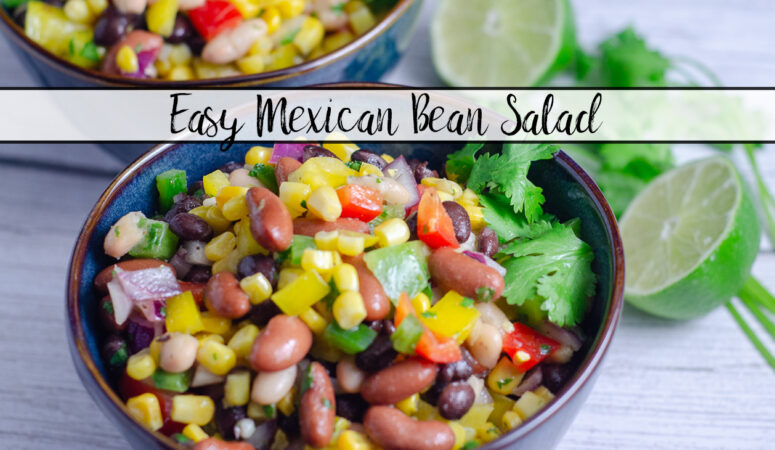 This easy Mexican bean salad is loaded with corn, beans, peppers, and cilantro in a homemade lime dressing. A healthy recipe for summer gatherings.