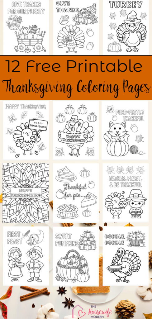 Looking for free Thanksgiving coloring pages? Download 12 printable easy Thanksgiving coloring pages for kids, including turkeys, pilgrims, give thanks theme, pumpkins, pie, mandalas, and more. Perfect for classrooms, homeschool, or fun Thanksgiving activities at home!