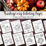 Title image for 12 free printable Thanksgiving coloring pages for kids