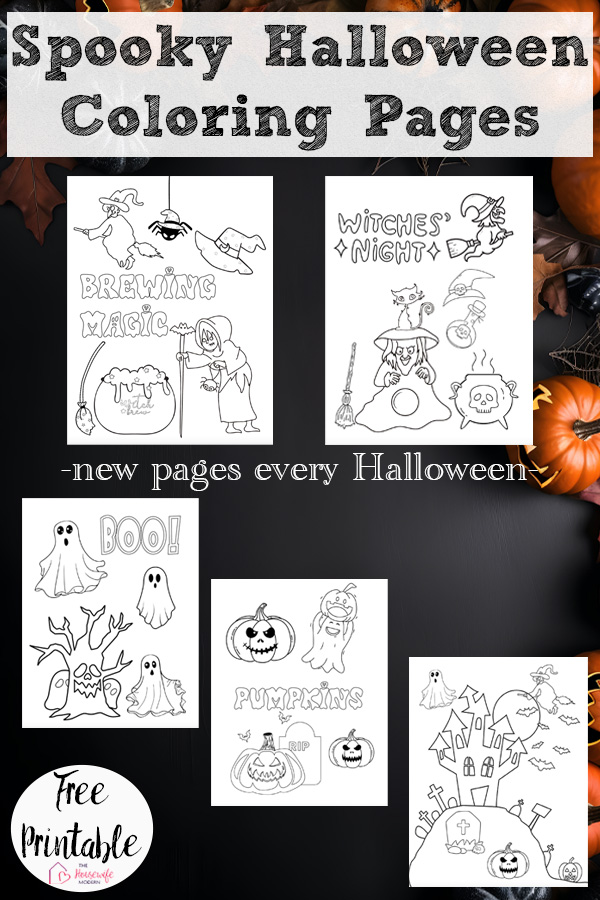 Print spooky Halloween coloring pages for kids! This free printable collection includes haunted houses, witches, bubbling cauldrons, ghosts,and other fun Halloween scenes. Easy PDF downloads for home, classrooms, homeschool, and Halloween parties. Save this growing collection- new printable coloring pages are added every year!