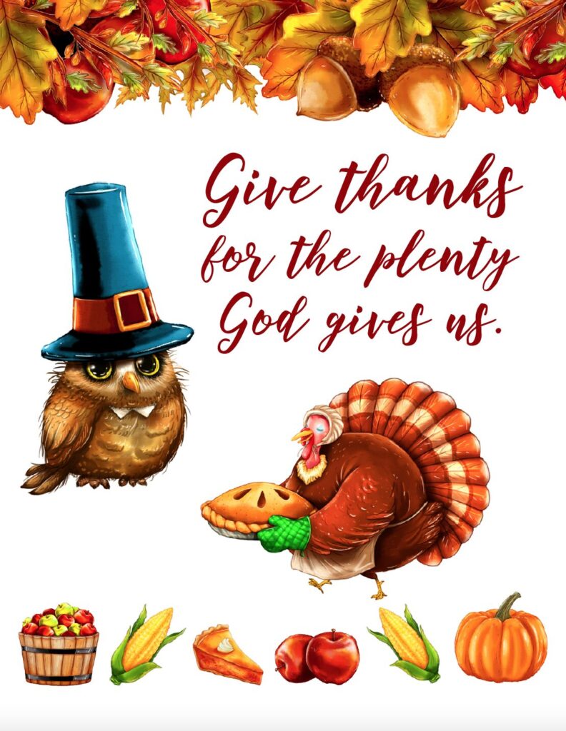 Teach the meaning of Thanksgiving with this free printable