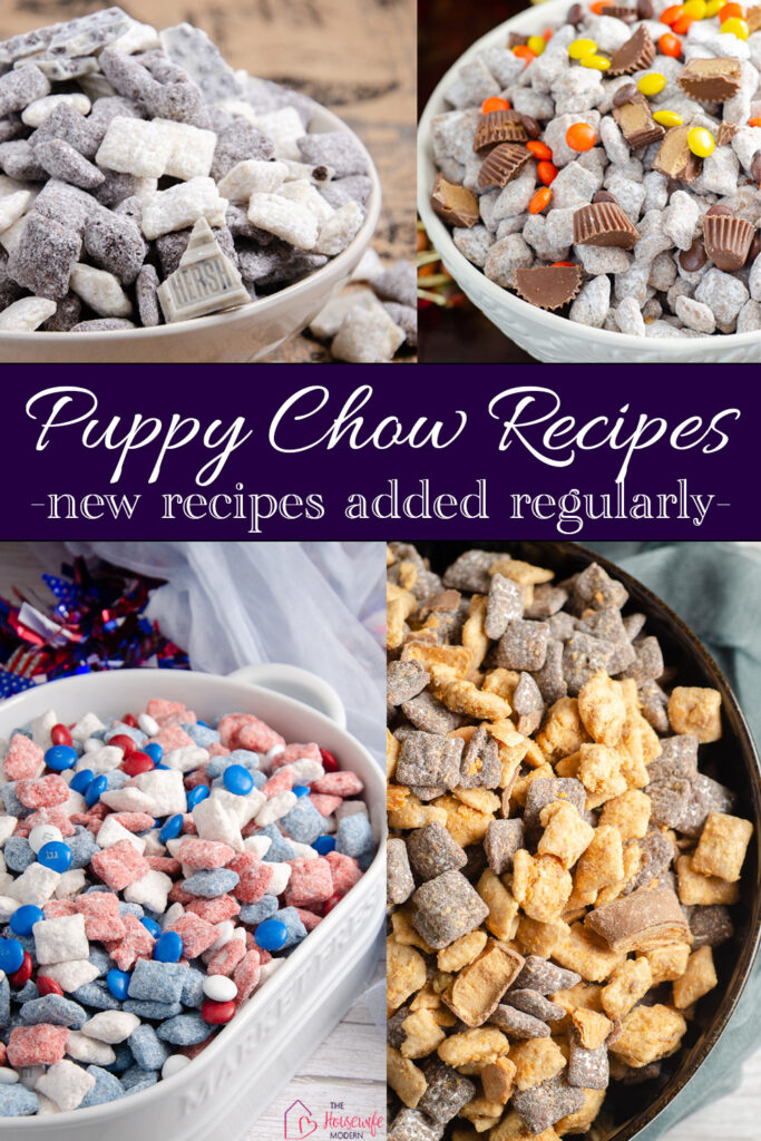 Looking for puppy chow recipes? Browse an ever-growing collection of easy puppy chow flavors, including candy-inspired, dessert-inspired, and seasonal favorites. New recipes are added regularly, so save this collection for more puppy chow ideas! Also find answers to all your puppy chow questions.
