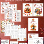 Browse free Thanksgiving printables including thankful worksheets, conversation starters, treasure hunts, coloring pages, wall art, and word searches. Perfect for family gatherings, classrooms, and Thanksgiving fun with kids. Free PDF downloads.