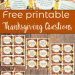 Looking for fun Thanksgiving conversation starters? These 30 free printable Thanksgiving questions include a mix of funny, thoughtful, and gratitude-inspired prompts for kids & adults. Print the conversation cards, cut them apart, and use them around the Thanksgiving dinner table to get everyone talking. Blanks also included.