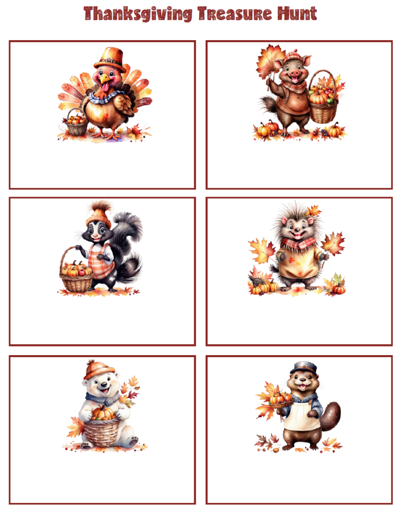 Create your own Thanksgiving treasure hunt with free printable blank clue cards! Add personalized clues for favorite toys, special hiding spots, or locations around your home to make the hunt your own.