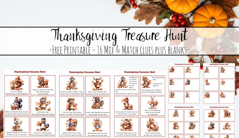 Featured image for free printable Thanksgiving treasure hunt