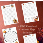 Download 4 free printable Thanksgiving word searches for kids! This printable PDF includes fun Thanksgiving word search puzzles featuring Thanksgiving, Thanksgiving food, pumpkins, and thankfulness. Perfect for classrooms, homeschool, Thanksgiving parties, or a quiet activity at home. Answer keys included.