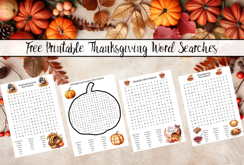 Featured image for free printable Thanksgiving word searches