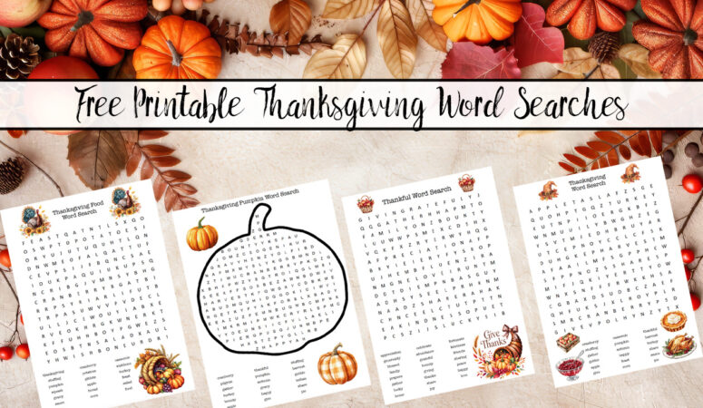 Featured image for free printable Thanksgiving word searches