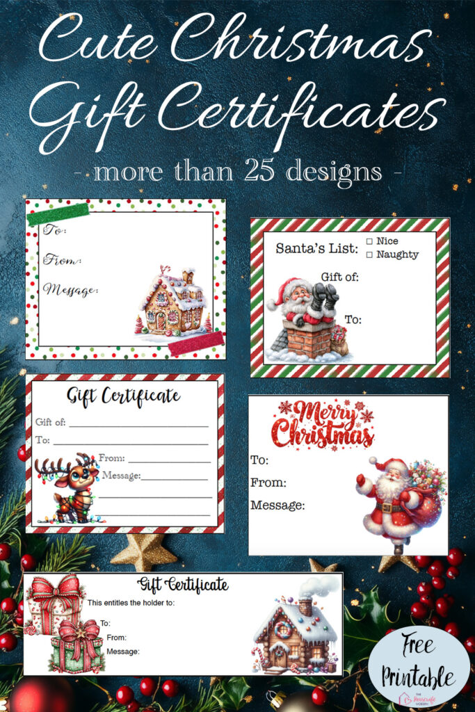 These cute Christmas gift certificate templates make it easy to give a thoughtful gift this holiday season. Choose from more than 25 free printable designs, including Christmas gift certificates for kids, Santa Claus designs, and blank templates you can personalize with your own gift or experience.