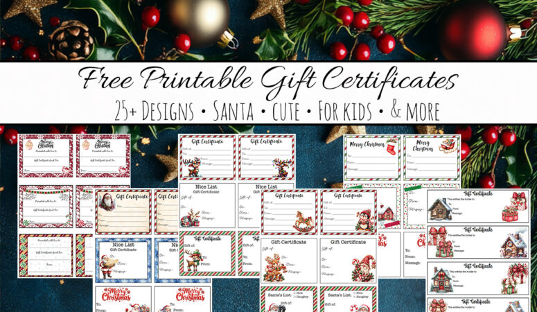 Free Printable Christmas Gift Certificates: 25+ Designs