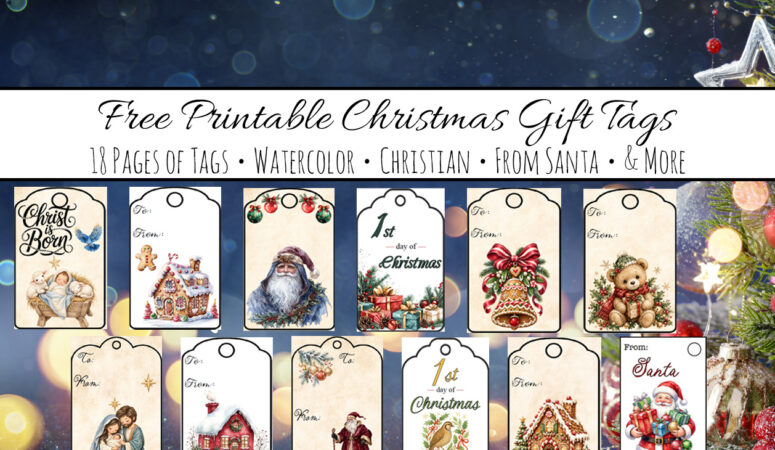 Free Printable Christmas Gift Tags: 18 Pages of Designs