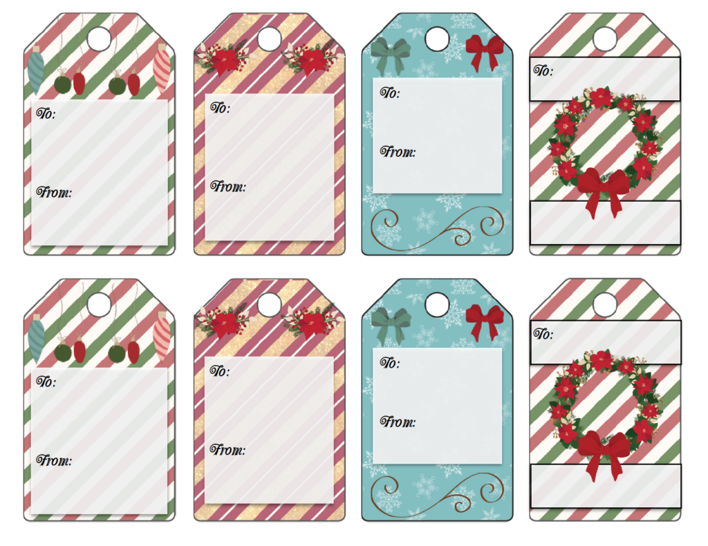 8 tags with 4 different designs.