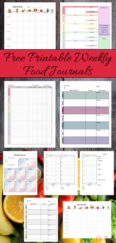 Choose from 8 free printable food journal and food diary designs to help track meals, water, exercise, calories, & more. Includes weekly food journals, a 7-day food diary, food and exercise journal, and a food journal for weight loss. Download the free PDF printables and pick the design that works best for you.