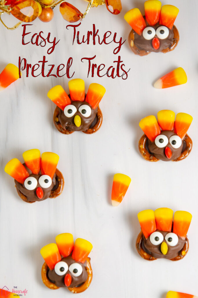 Make these easy turkey pretzel treats for Thanksgiving! These cute turkey pretzels with Rolos, candy corn, and candy eyes are a fun chocolate treat that's easy to make for Thanksgiving.