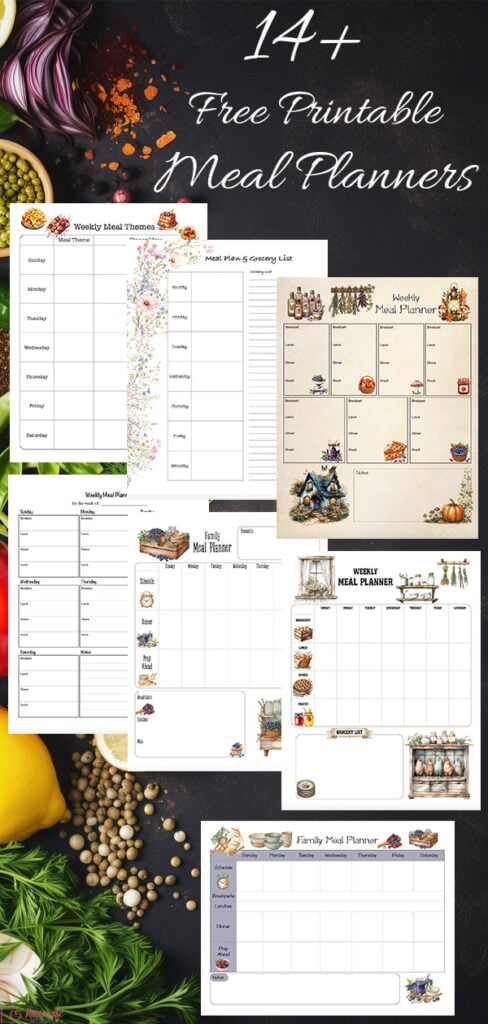 Get organized with 14+ free printable weekly meal planners! Choose from a variety of designs, including family meal planners, weekly menus with grocery lists, floral designs, black-and-white, and more. Find a meal planning template that works for your family. Download the free PDF, print, and start making life easier.