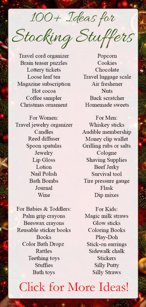 Need stocking stuffer ideas for everyone on your Christmas list? Find 100+ ideas for men, women, adults, kids, babies, and toddlers. There are inexpensive stocking stuffers, small gifts, practical picks and unique ideas—from grilling spices and brain teasers to bath bombs, bath drops for kids, and more.